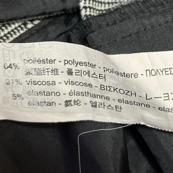 Zara Black White Gray Plaid Straight Leg Mid Rise Step Hem Crop Trousers Pants 2 - Picture 5 of 5